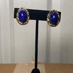 Vintage Blue Clip On Earrings